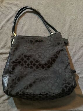 Coach Madison Phoebe Signature Black Jacquard Leather Hobo Shoulder Bag